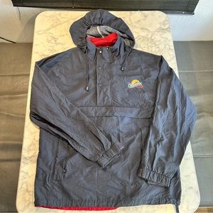 Vintage 90s Disney California adventure Windbreaker blue red hidden hood jacket